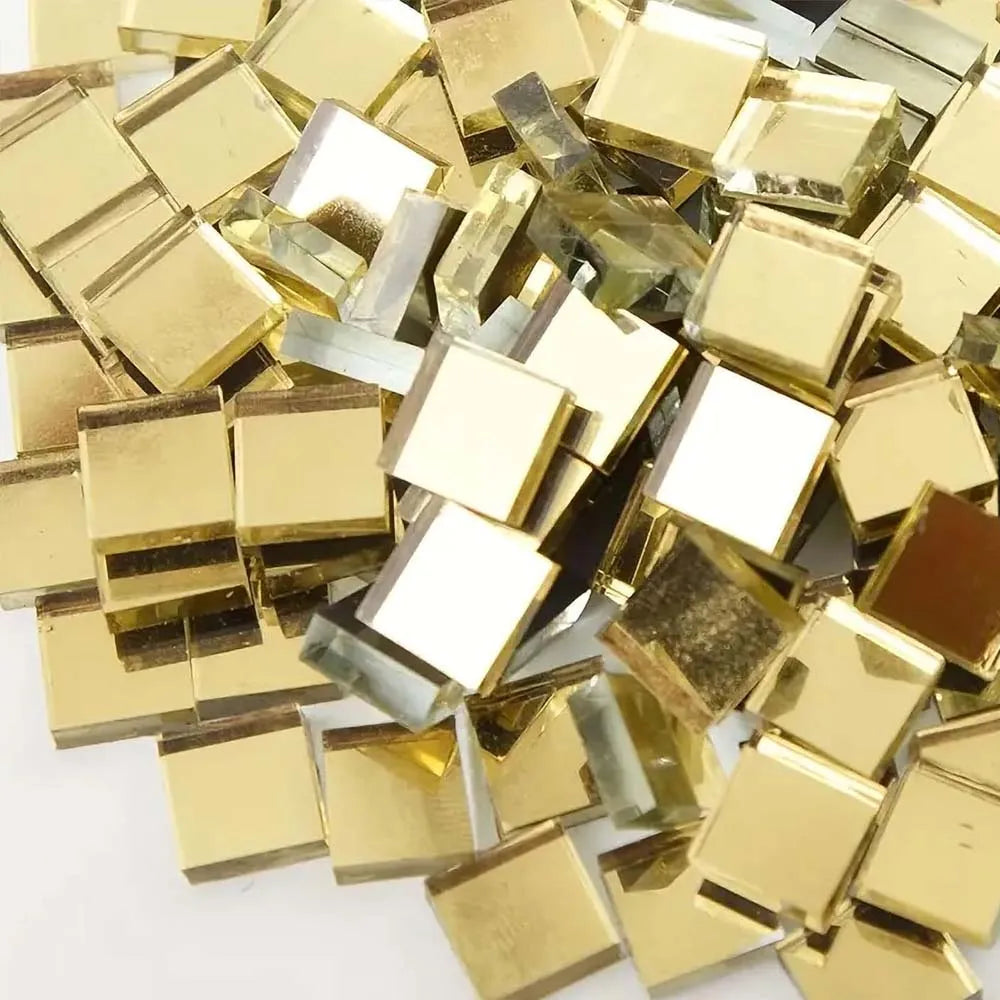 100pcs Mini Square Mirrors 1 cm Self-Adhesive Small Square Mirrors Acrylic Mirror Tiles Craft Home Decorative Mosaic Tiles Craft Zpaxo gold