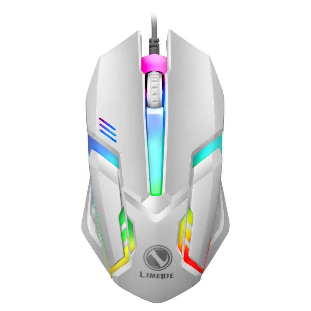 Limei S1 E Sports LED Luminous Backlit Wired Mouse USB Wired For Desktop Laptop Mute Office Computer Gaming Mouse Zpaxo White