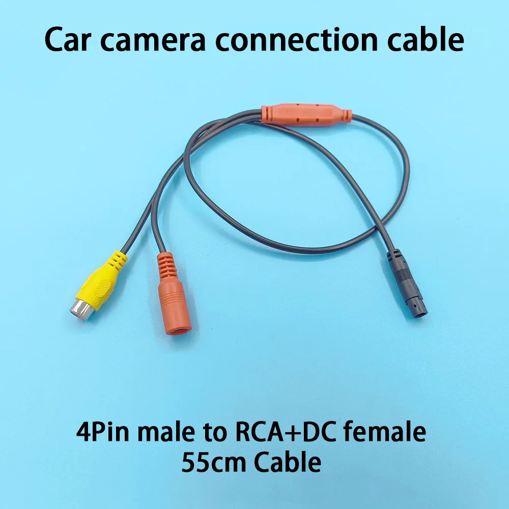 Car Camera Cable 4 Pin Male RCA Video Power Female Signal Harness