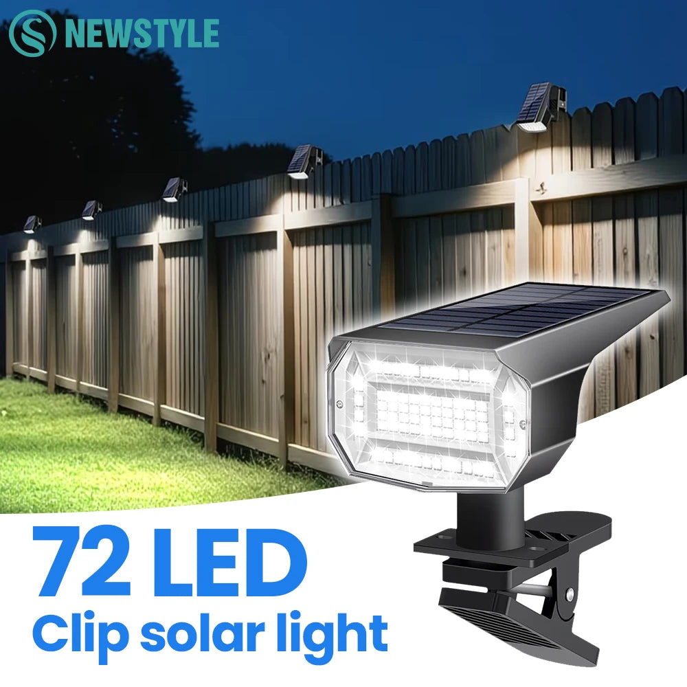 72LED Clip On Spot Light 3 Lighting Modes Waterproof IP65 Solar Railing Light Portable Security Lights For Camping Patio Deck Zpaxo