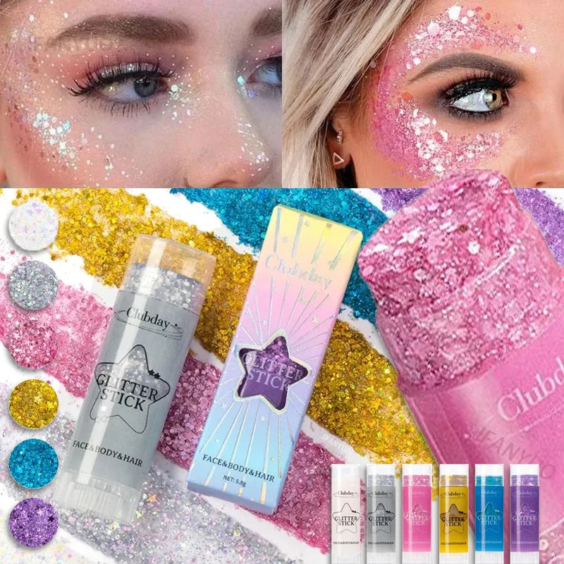 Sparkling Sequins Glitter Gel Stick Face Body Glitter Painting Highgloss Shine White Pearl Eyeshadow Brighten Stage Party Makeup Zpaxo