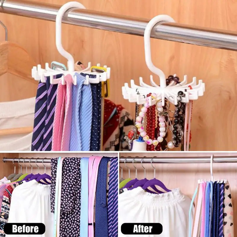Twirl Tie Rack Rotating Scarf Hanger Holder 360 Belt Hook Cupboard