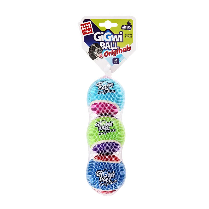 Pet Dog Squeaky Tennis Ball Interactive Toys Bounce Sound Rubber Zpaxo M-6cm (3pcs)