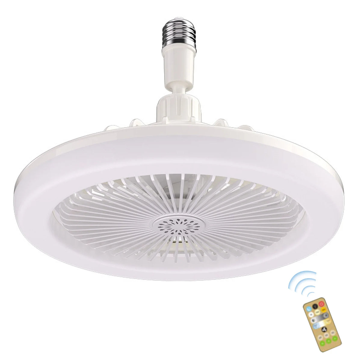 2 In 1 Energy Saving Remote Control Ceiling Fan Lamp Infinitely Dimmable E27/26 Base Bottom Noise Mute LED Decorative Light Zpaxo White No Control
