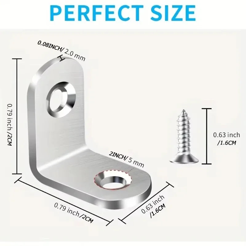 40-Pack Stainless Steel L Brackets – Right Angle Corner Braces Corner Brackets Zpaxo