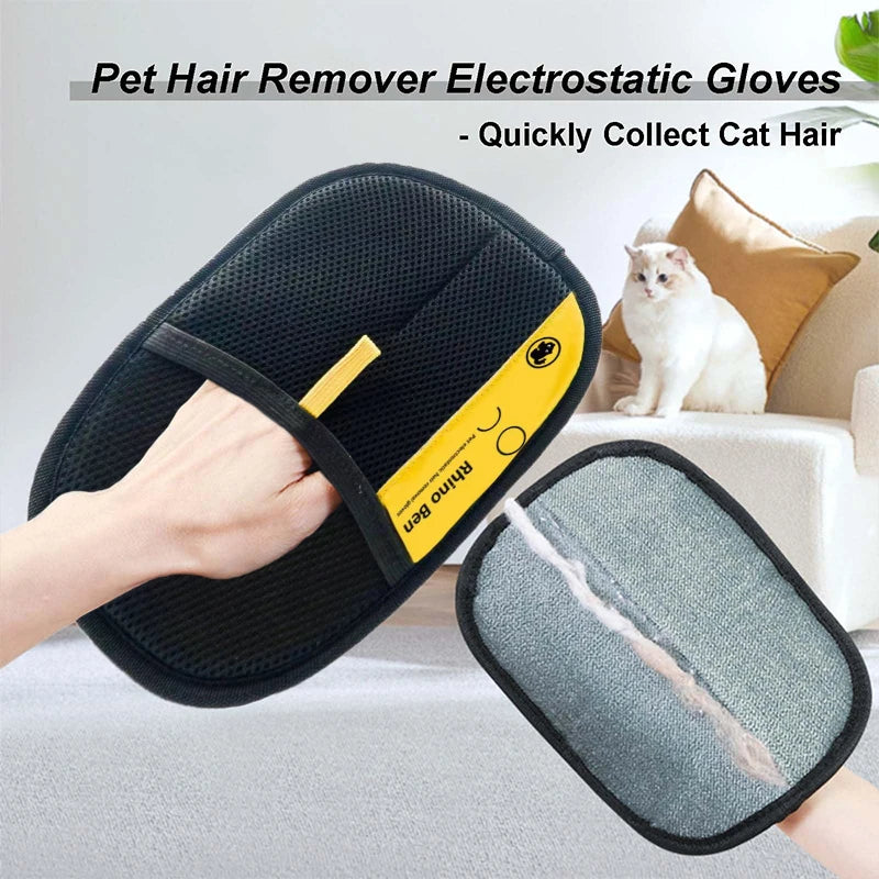 Pet Grooming Gloves Static Dedusting Brush Hair Remover Removing Dog