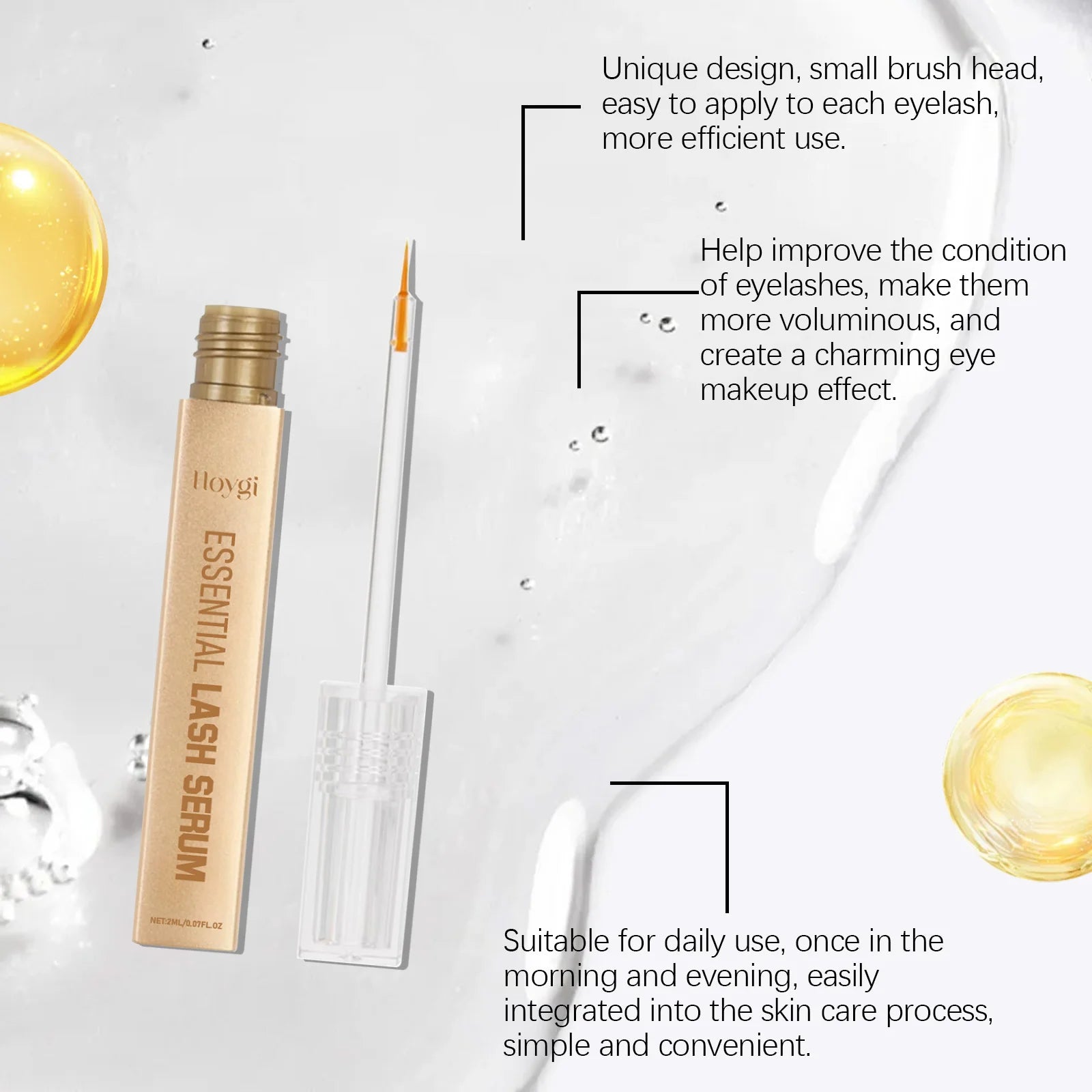 Hoygi 2ml Lash Enhancing Serum Natural Looking Lift and Definition Smudge Proof Flex Hold Formula Clump Free Daily Mascara Zpaxo