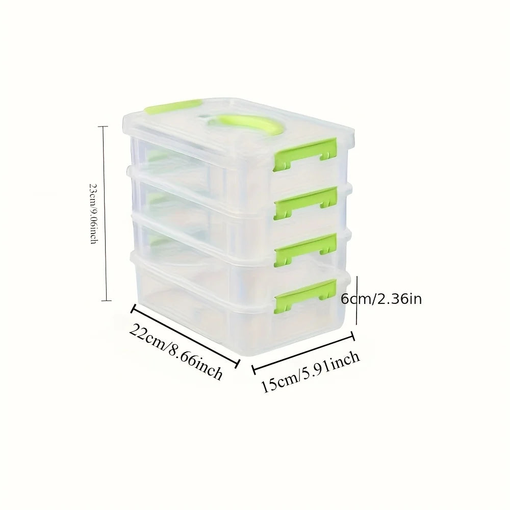 4-layer Transparent Plastic Storage Box Cover Partitioned Drawer