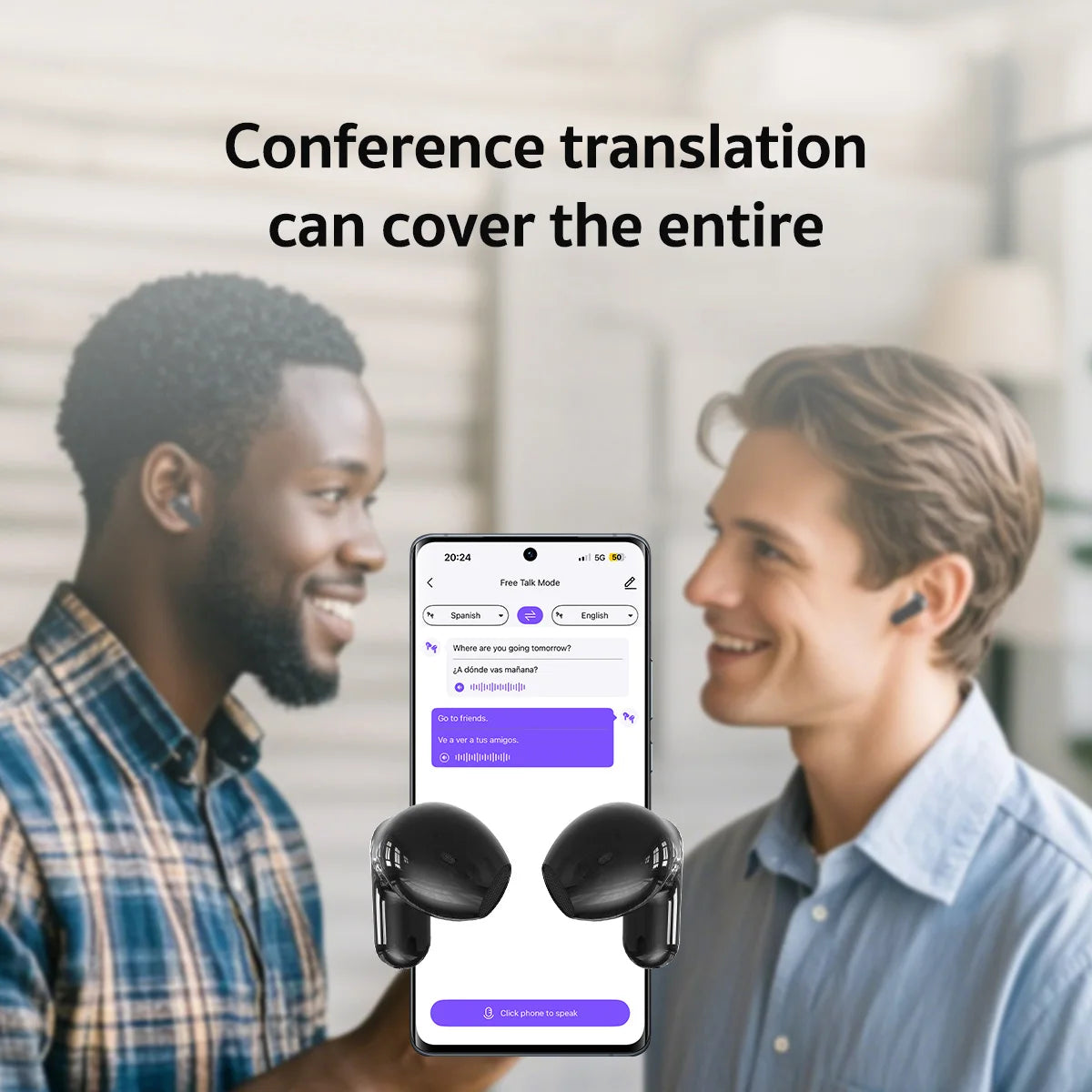 NE20 AI Instant Translation Wireless Earbuds Bluetooth 6.0 Headphones IPX4 Waterproof Long Endurance Battery Life Touch Screen Zpaxo