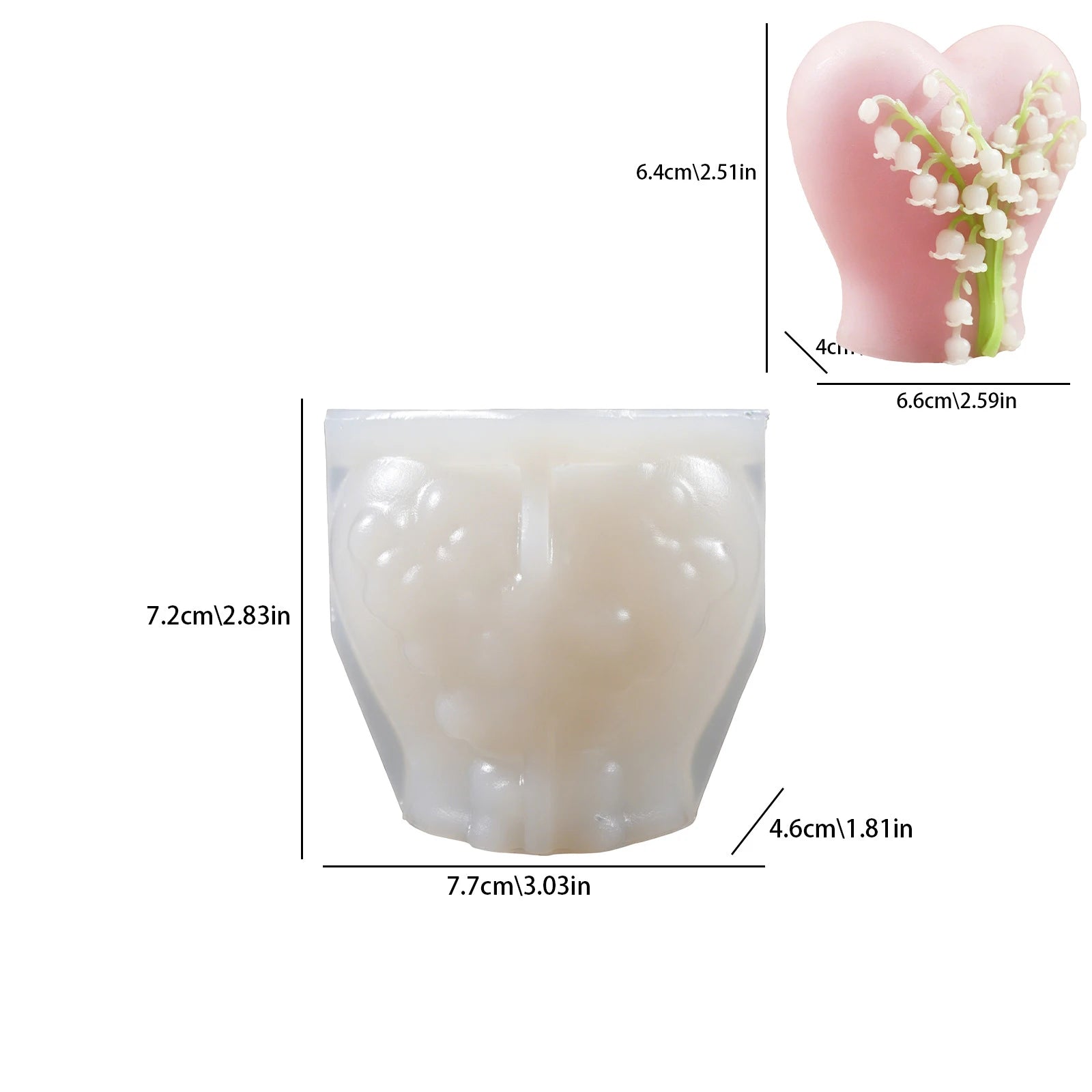 Orchid Heart Silicone Mold – DIY Candle, Plaster & Wax Craft