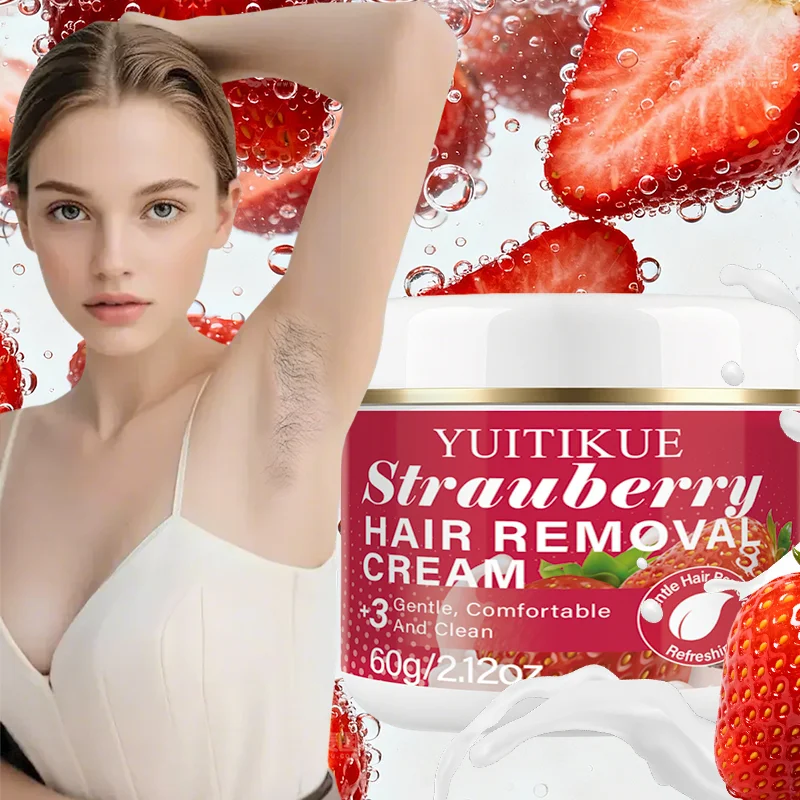 YUITIKUE Strawberry Hair Removal Cream for Sensitive Skin 60g Hair Removal Cream Zpaxo