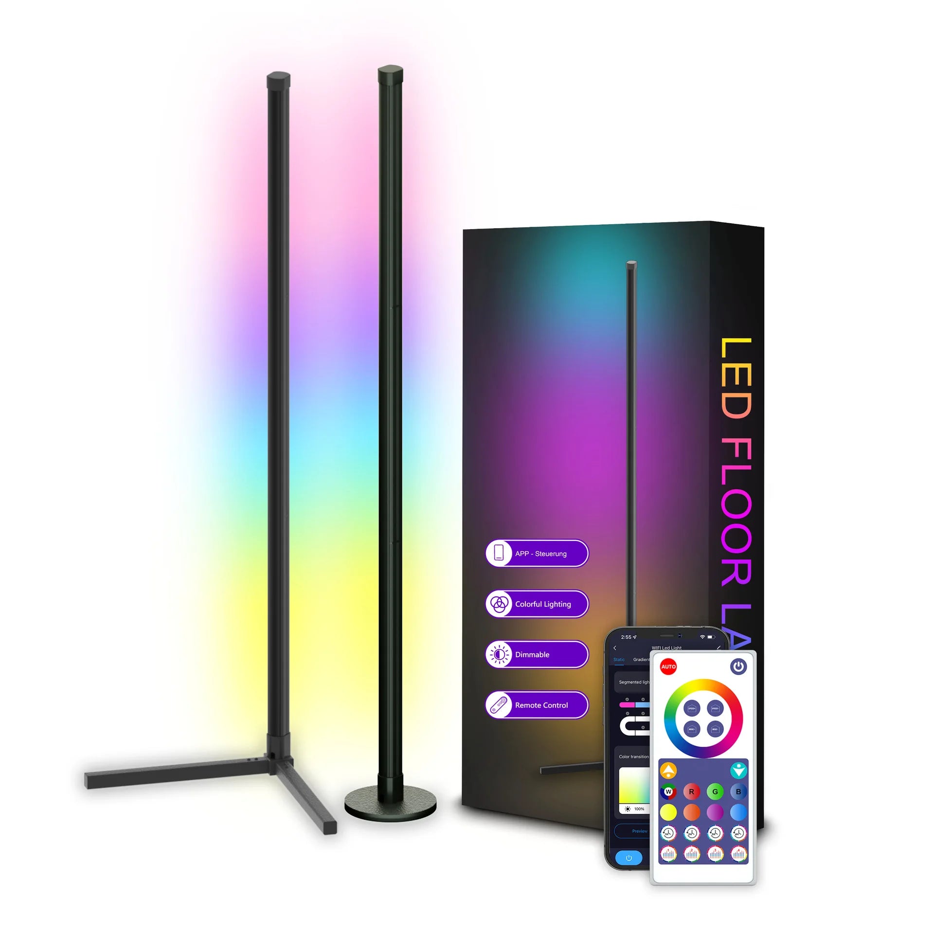 RGB LED Dimmable Floor Lamp – Mood Light for Bedroom & Decor