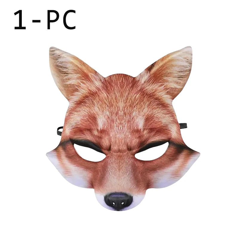 1 3 Half Face Halloween Mask Animal Fox White Wolf Male Female Masks Zpaxo Yellow-1PC