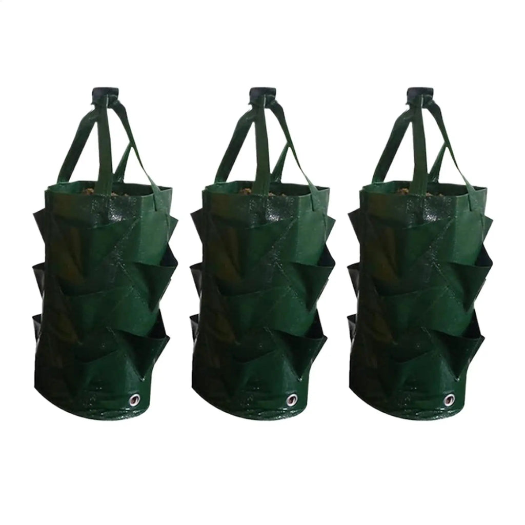 3-Pack Hanging Grow Bags – Vertical Strawberry Tomato Planter Vertical Hanging Planter Zpaxo
