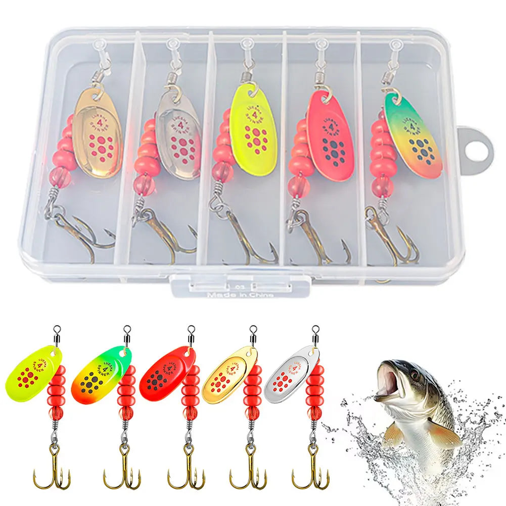 Metal Spoon Spinner Fishing Lure Tackle Box Artificial Bait Pike