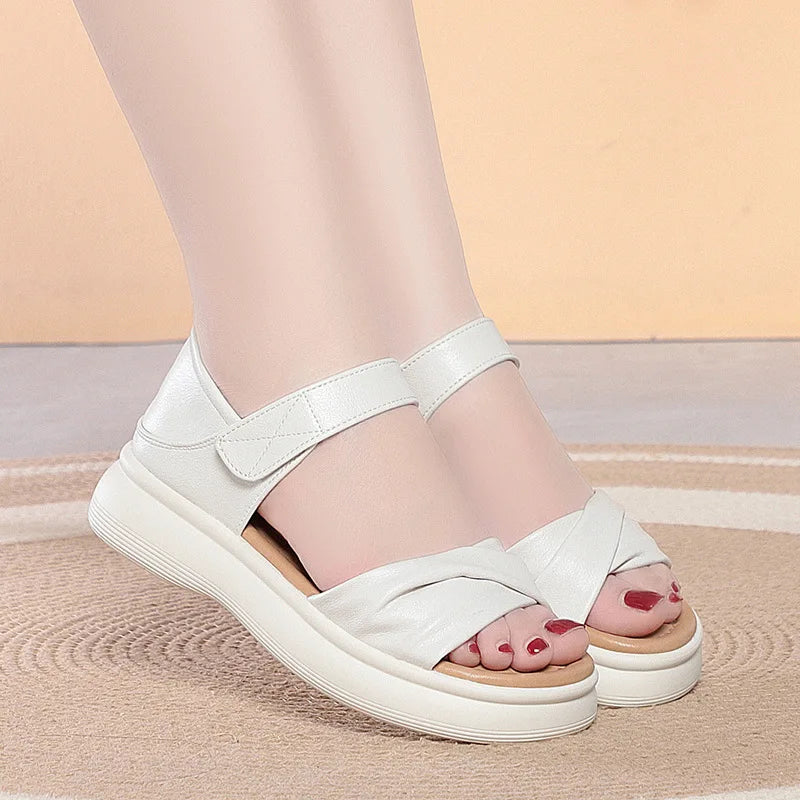 2025 Spring Summer Casual Comfortable Sole Large Simple Thick-soled Zpaxo HLN2306 beige 35 China Mainland