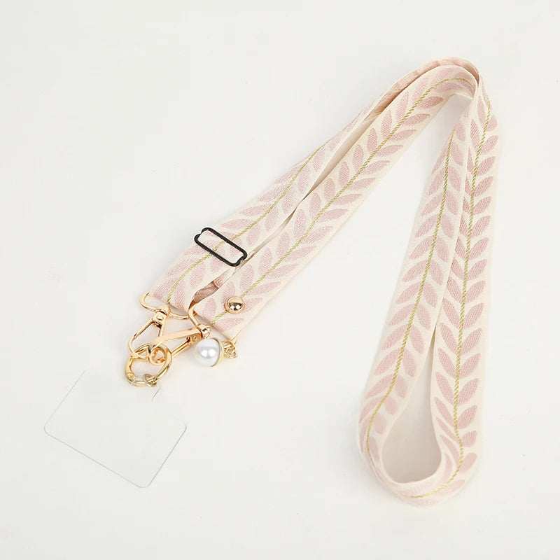 Pearl Adjustable Mobile Phone Lanyard Long Crossbody Neck Strap Zpaxo Pink