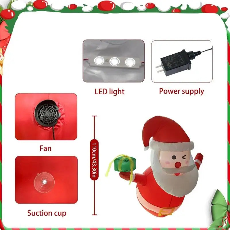 Light Up Inflatable Window Santa Ornament Outdoor Garden Christmas