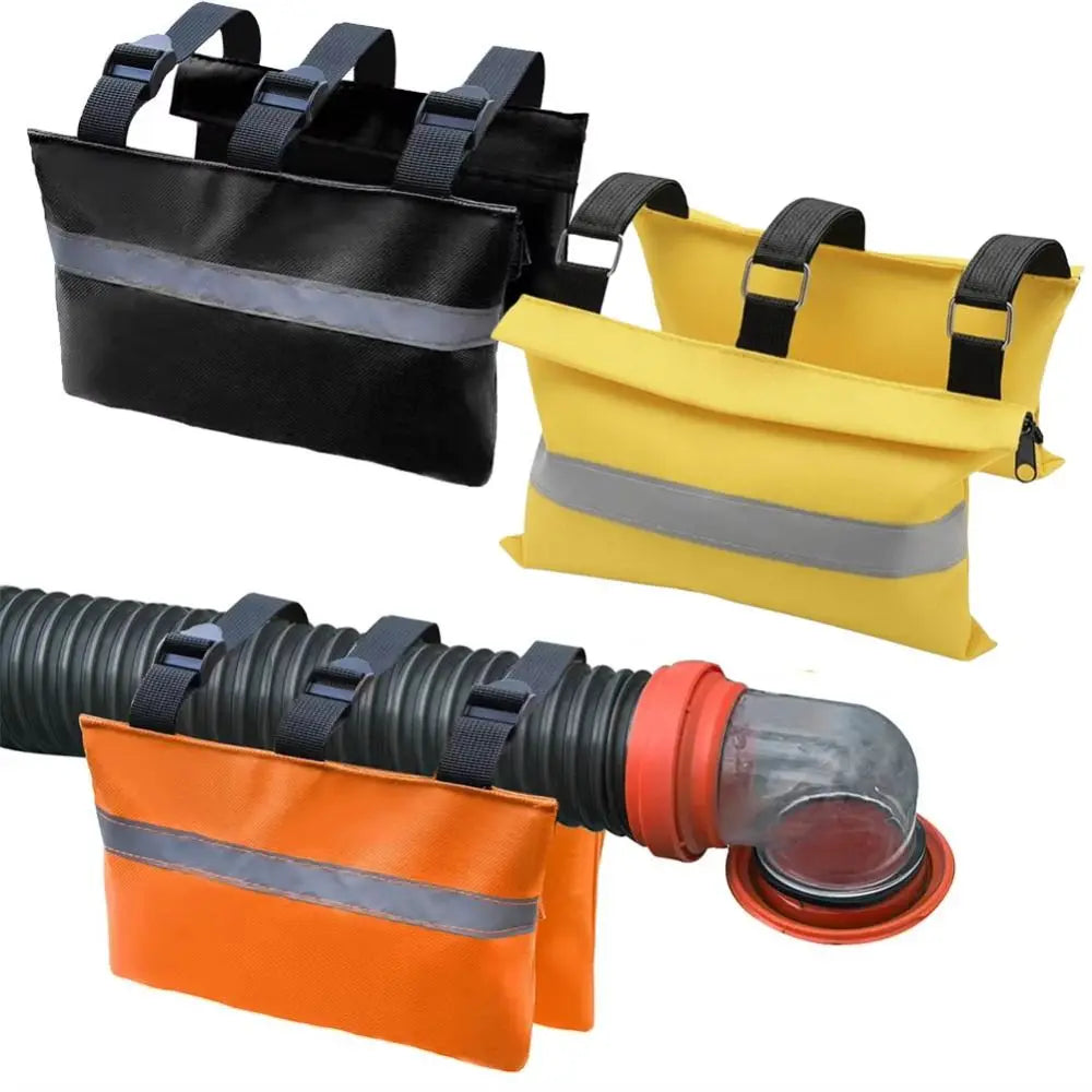 Reflective Strip RV Sewer Weight Bag Heavy Duty Waterproof Hose Support Device Hose Support 600D Oxford Cloth Drain Weight Bag Zpaxo