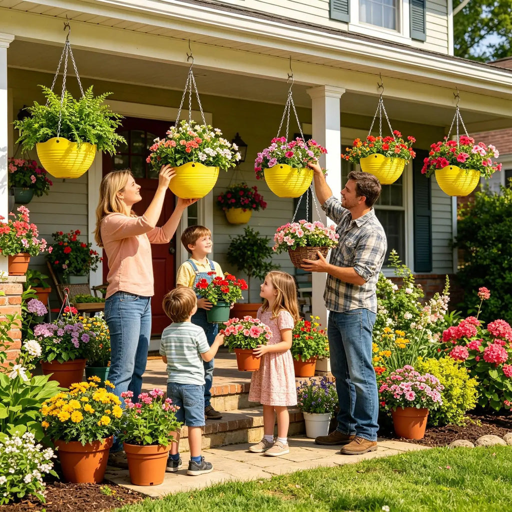 Hangable Flower Pot Decorative Resin 2 Indoor Outdoor Garden Patio