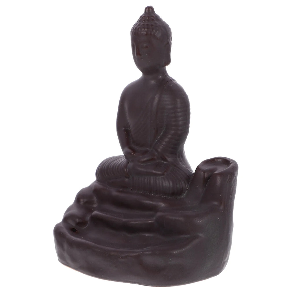 Ceramic Backflow Incense Burner Buddha Statue Zen Decor Aroma Therapy