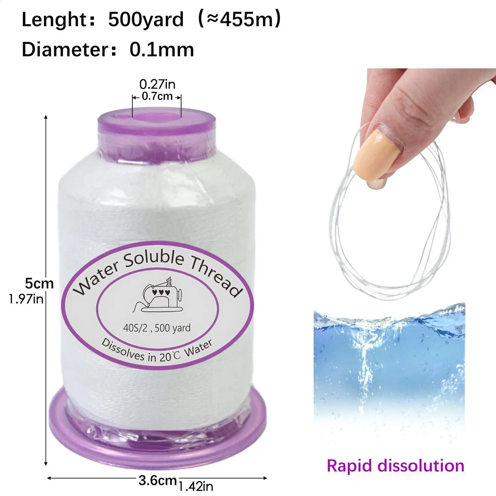 Sewing Machine Thread 1492 7ft Water Soluble Spool Dissolvable String