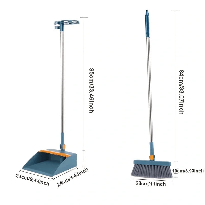 Upright Broom & Dustpan Set | Long Handle, 180° Rotation Broom & Dustpan Set Zpaxo