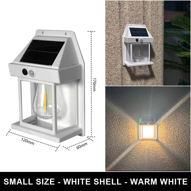 Outdoor LED Motion Sensor Solar Wall Light Tungsten Bulb Energy Zpaxo White China Mainland