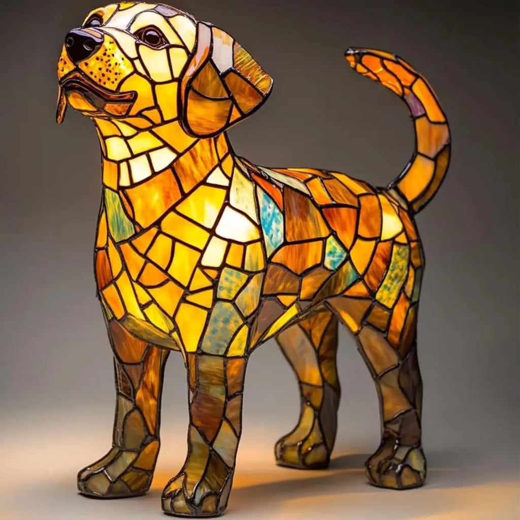 Cute Animal Night Light Table Lamp – Cat & Dog Resin Desk Light