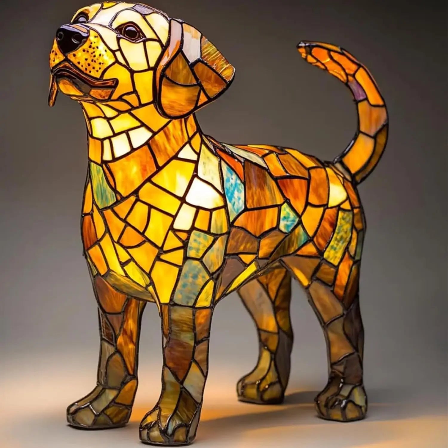 Cute Animal Night Light Table Lamp – Cat & Dog Resin Desk Light