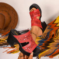 Women Sandals 2026 New Thick Heel Peep Toe Women Shoes Plus Size Summer Beach Sandals Designer Outdoor Elegant Ladies Shoes Zpaxo red sequins 38