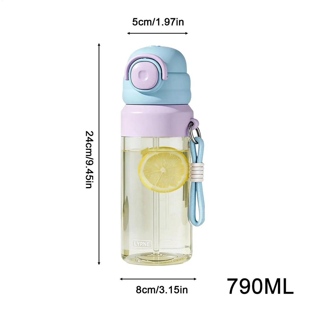 Outdoor Water Bottle Leak-Proof Straw Spout Drop-Resistant With Lanyard Water Misting Sports Bottle For Teens Students Men Zpaxo