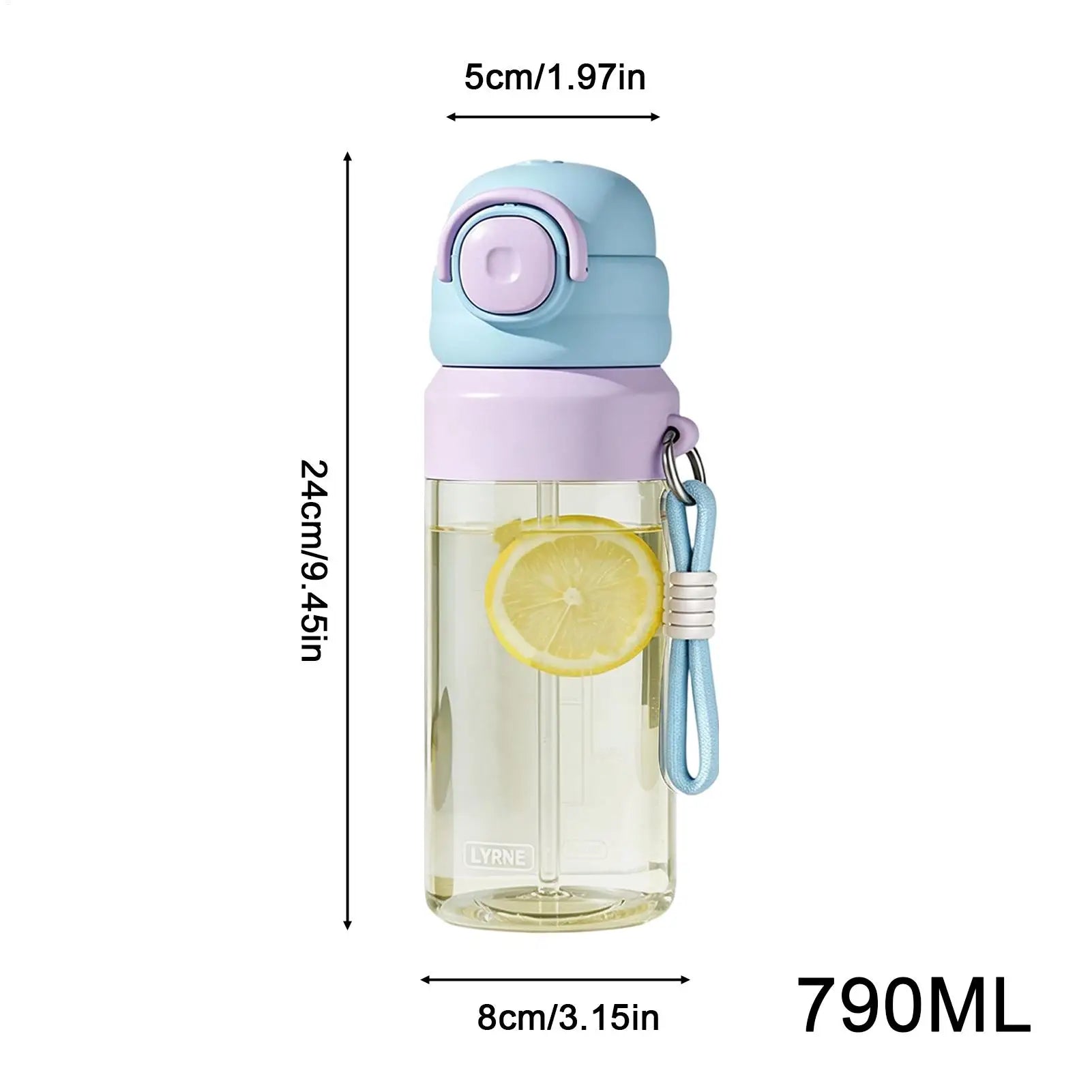 Outdoor Water Bottle Leak-Proof Straw Spout Drop-Resistant With Lanyard Water Misting Sports Bottle For Teens Students Men Zpaxo