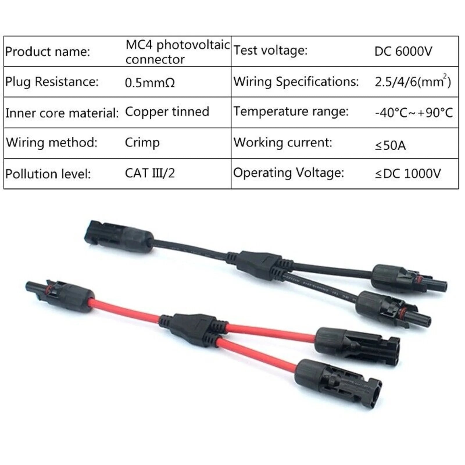 1 Pair Y Branch Parallel Connection 20A 1000V Electrical Solar