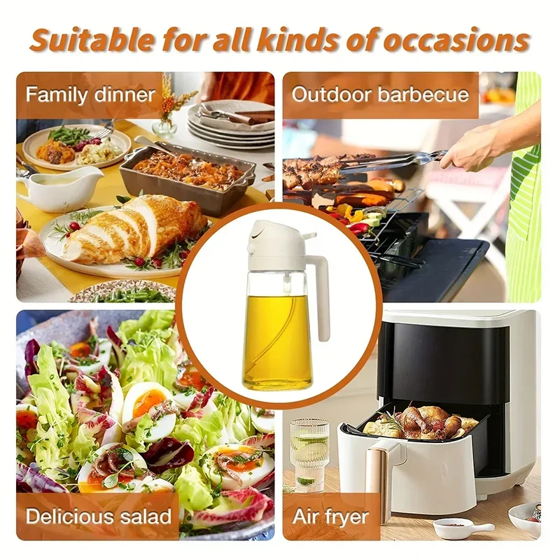 Multi-functional Kitchen Oil Bottle Spray Oil Pouring Two-in-one Food-grade Material Is Not Easy To Damage 500ML Large Capacity Zpaxo