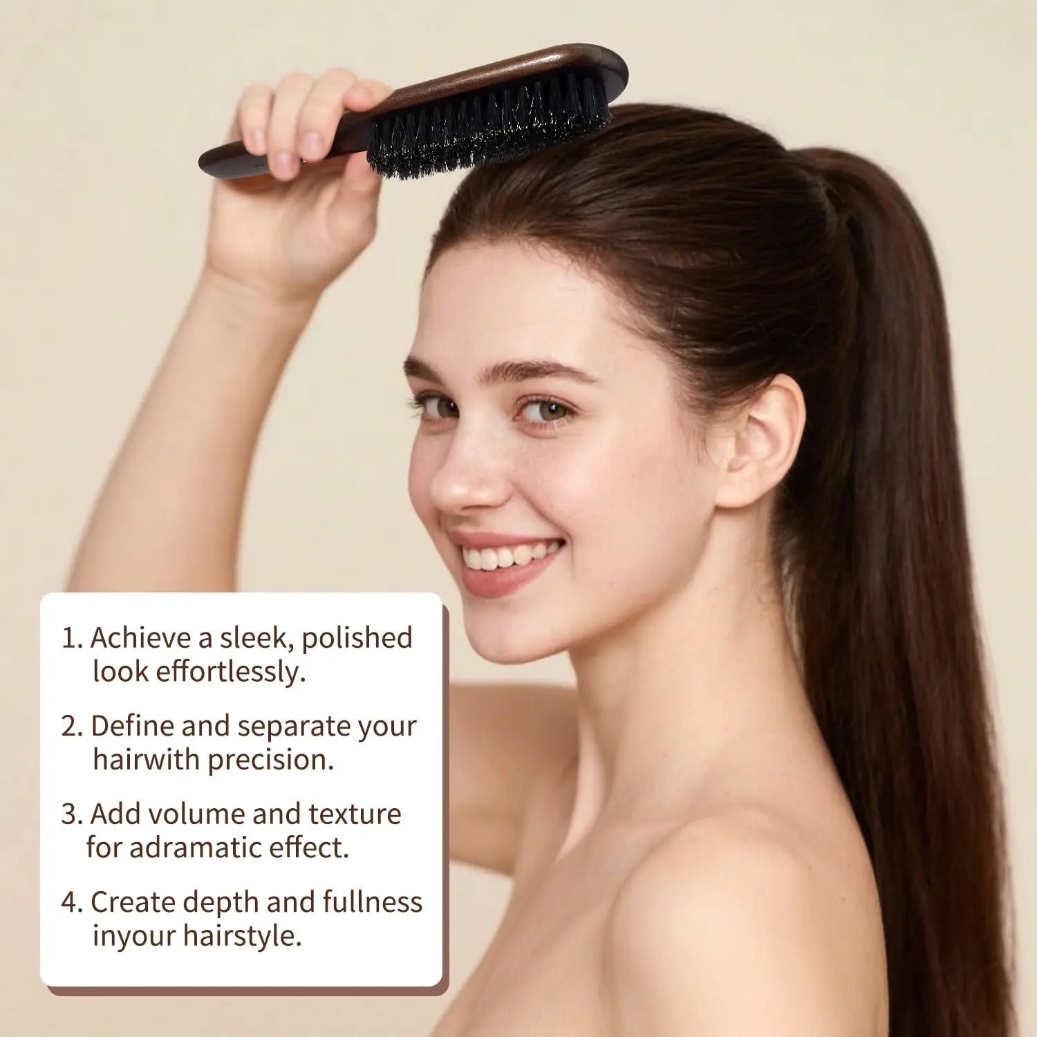 Boar Bristle Hair Brush (Unisex) - Fragrance-Free Professional Barber Styling Bristle Brush, Suitable for Thick/Fine Hair Zpaxo