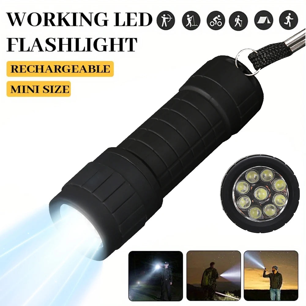 Mini 9 XPE LED Pocket Flashlight – 300lm 3-Mode Waterproof Torch