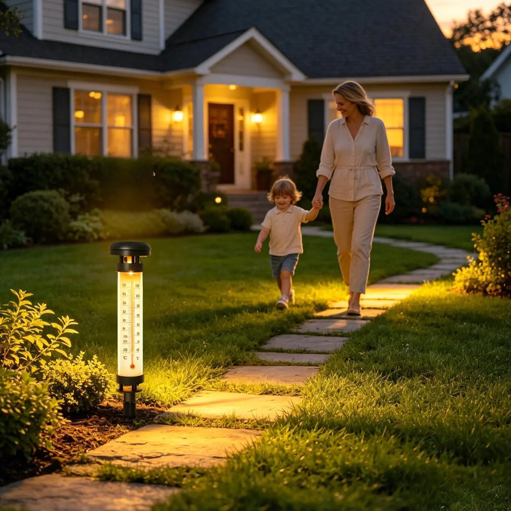 Solar Lights Pathways Waterproof Solar Temperature Gauge Lights Patio Outdoor Temperature Gauge For Garden Lawn Backyard House Zpaxo