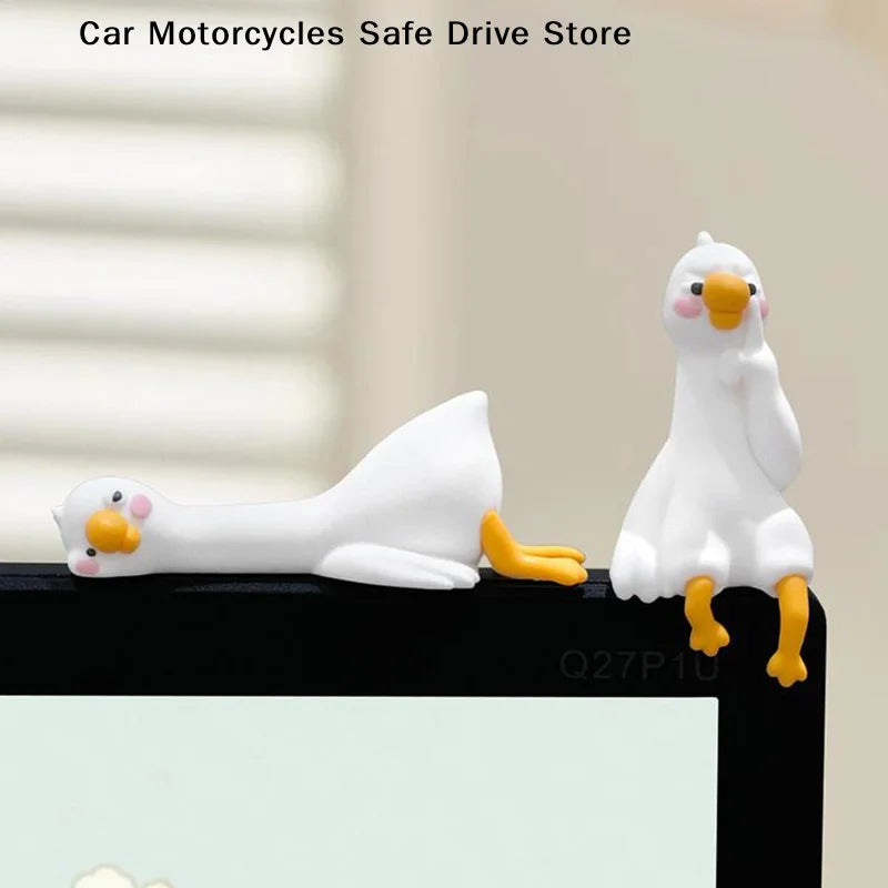 Cute 3D Mini Duck Figurine Resin Cartoon Animal Decor Desk Car