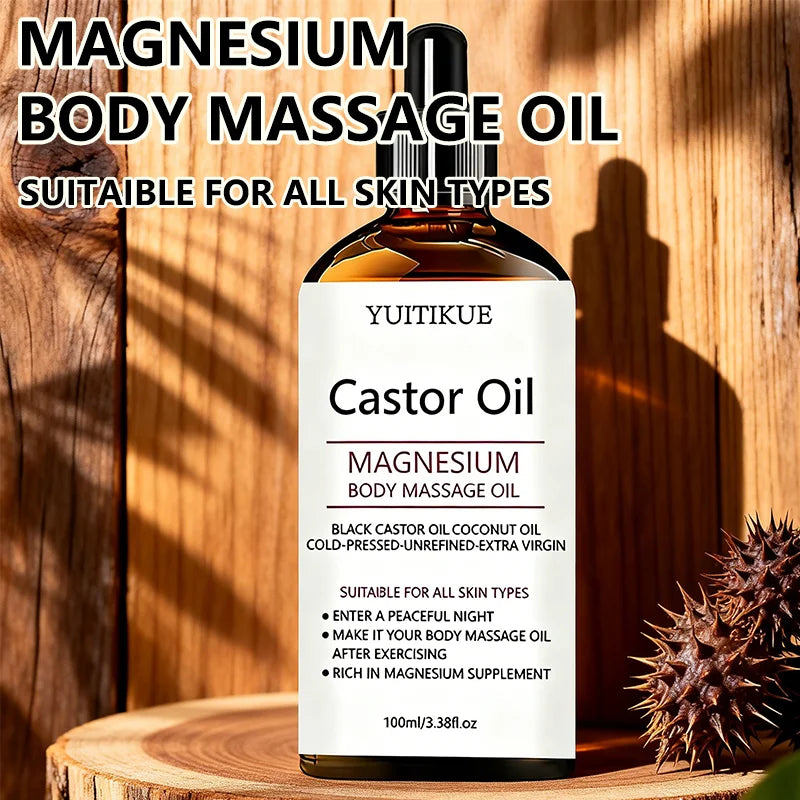 YUITIKUE Castor Oil Magnesium Body Massage Oil 100ml Body Massage Oil Zpaxo