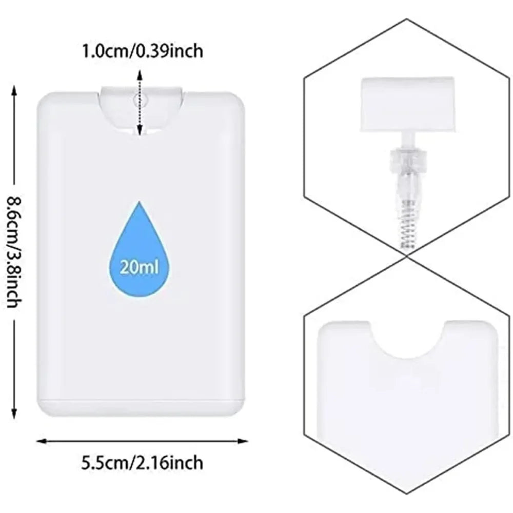Slim 20ml Refillable Mist Spray Bottles – Credit Card Size 4/8 Pack