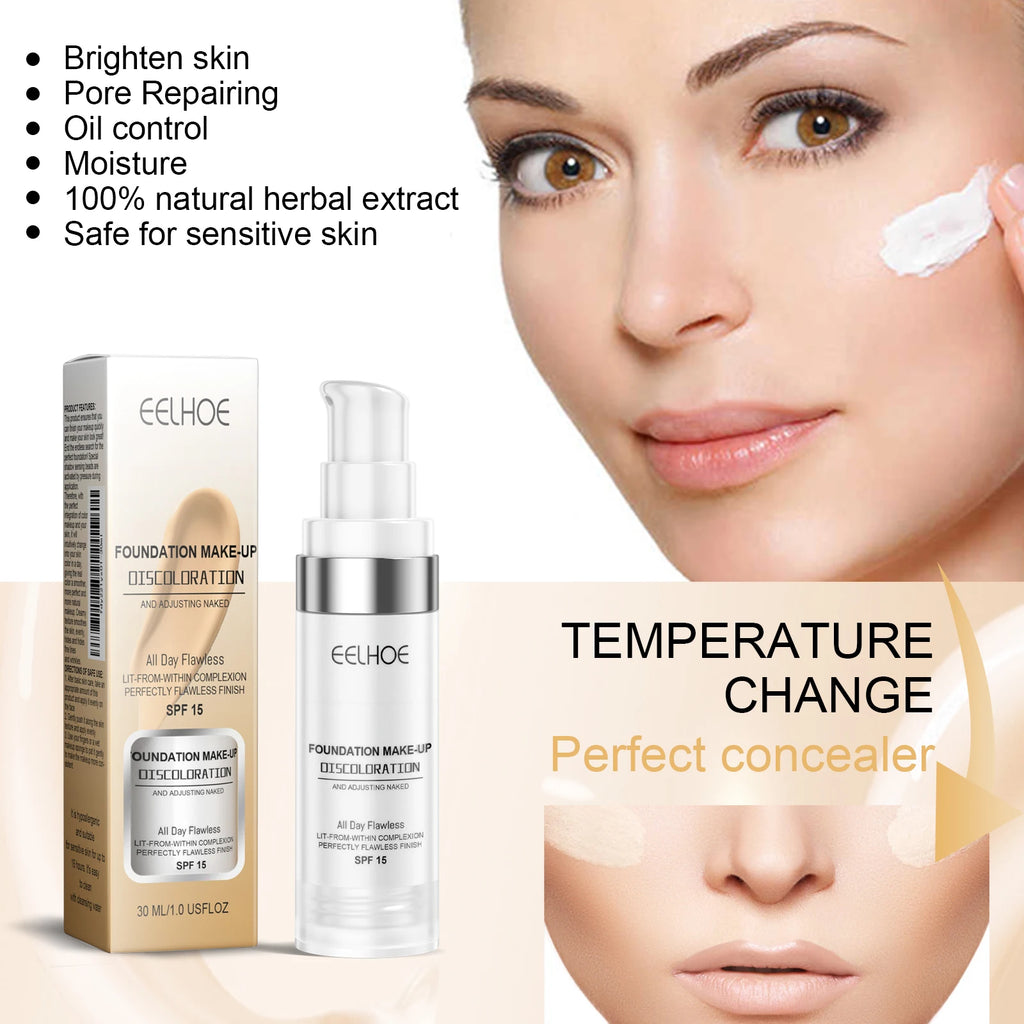 Color Changing Foundation Serum for Natural Glow Lightweight Full Coverage Long Moisturizing Finish 30ml Sensitive Skin Friendly Zpaxo