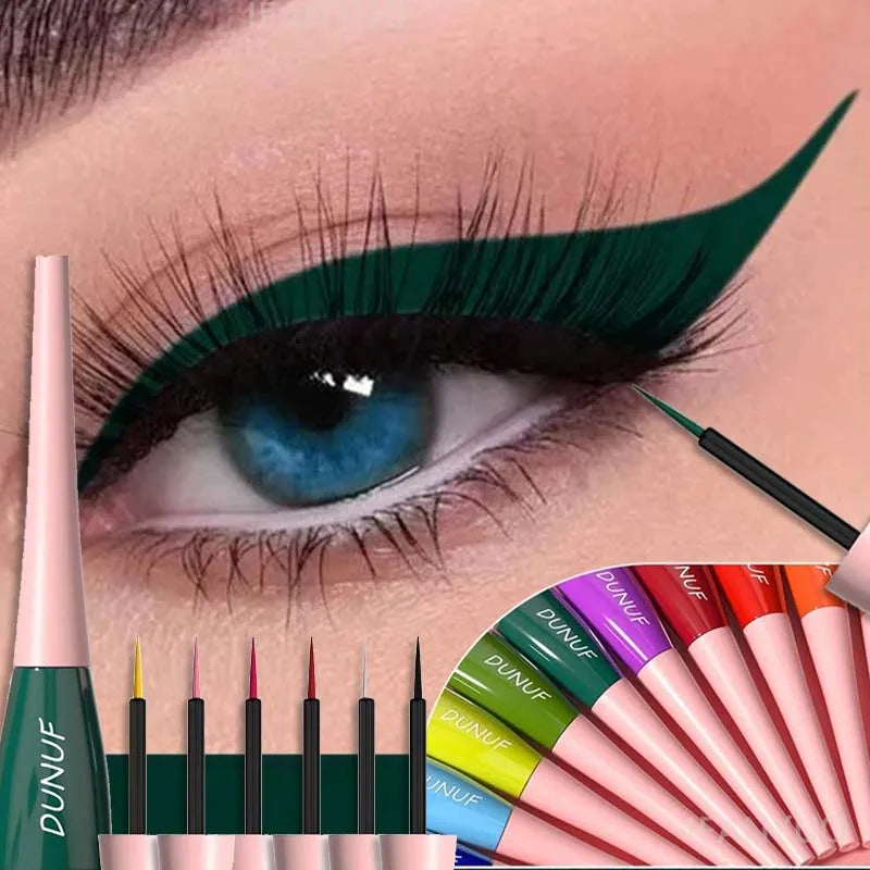 18 Colors Matte Colorful Liquid Eyeliner Pencil Makeup Dark Green