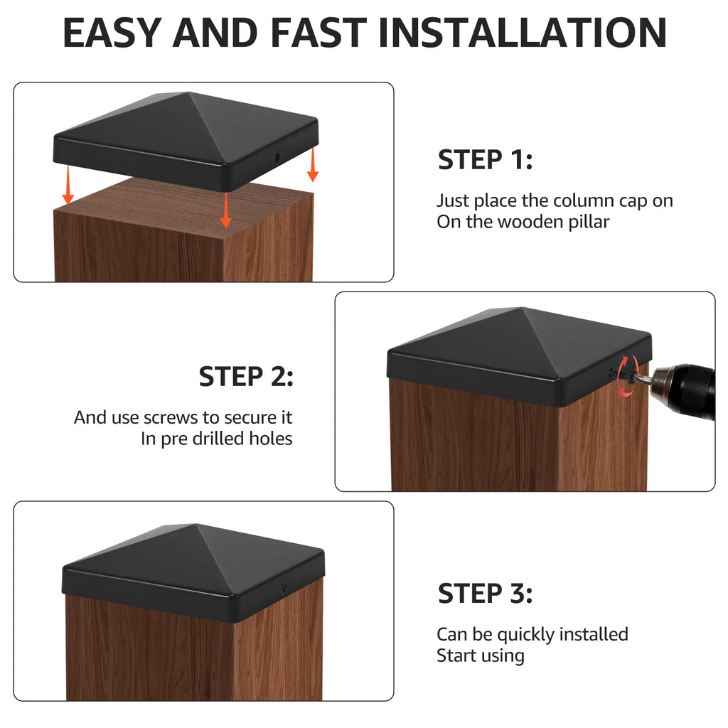 10/20 Pcs Platic Fence Post Cap Black Deck Post Caps Effective Protection Square Column Cap Railing Cover for 4 in Fence Covers Zpaxo