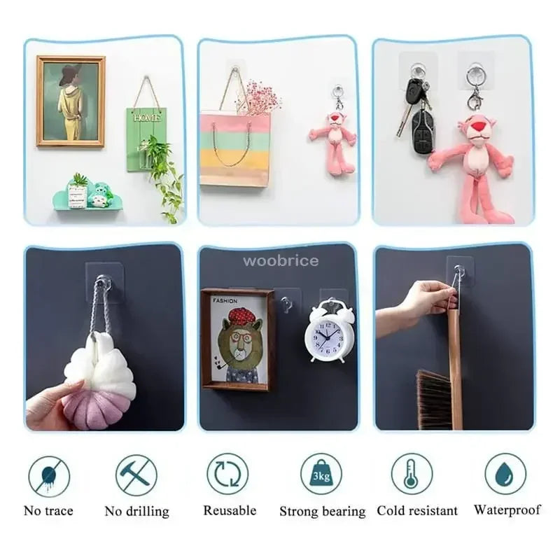 10/20 Pack Strong Adhesive Hooks Picture Frame Poster No Drilling Hooks Waterproof Kitchen Bathroom Accessories Screw Hooks Zpaxo