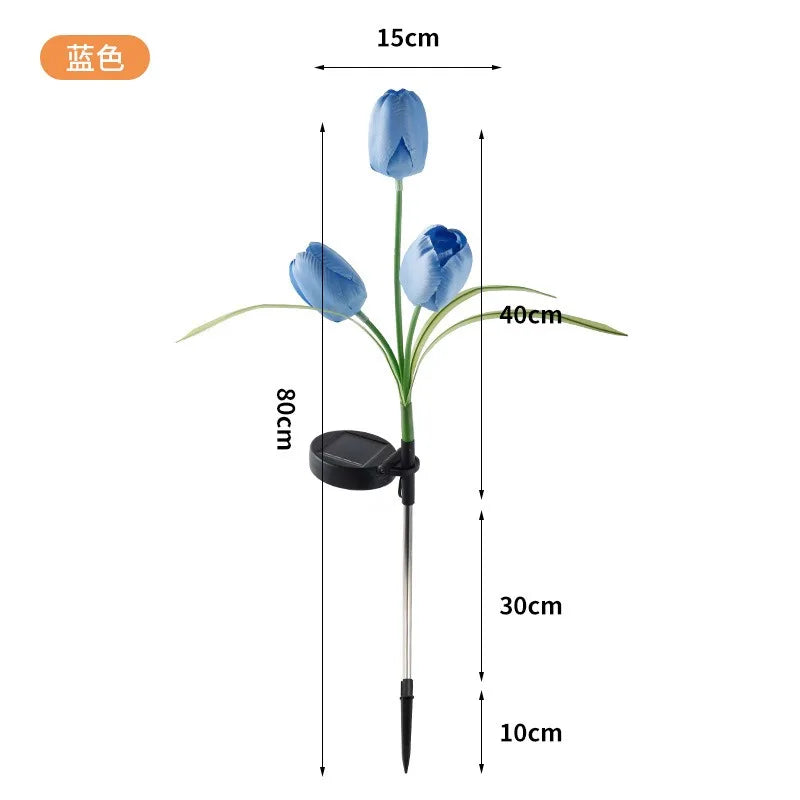 Solar Powered 3 Head Tulip Flower Simulation Light LED Garden Zpaxo