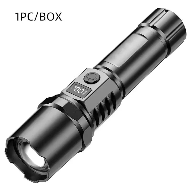 Ultra Bright LED Flashlight Zoom Battery Indicator Light USB Charging