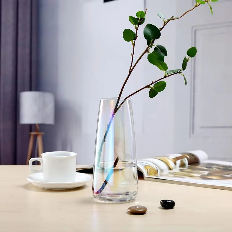 Transparent Aurora Illusion Glass Vase Flower Arrangement Tabletop