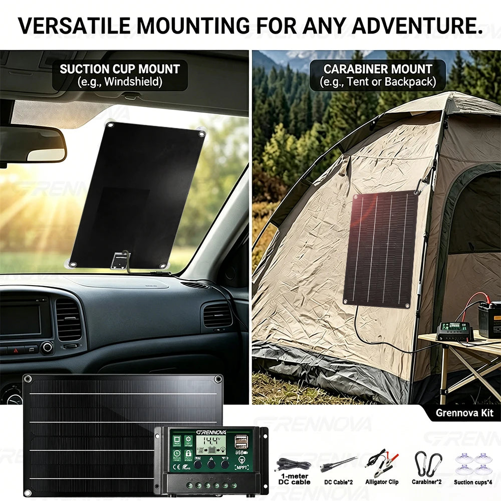 500W Solar System Pure Sine 12V To110V/220V Inverter 60A MPPT Controller 60W Panel Reliably charge smartphones, tablets, laptops Zpaxo
