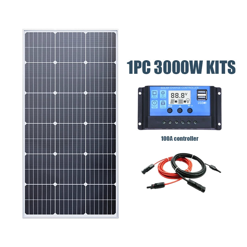 1500W Rigid Solar Panel 18V Tempered Glass Efficiency Monocrystalline Zpaxo 1PC100WBLKL